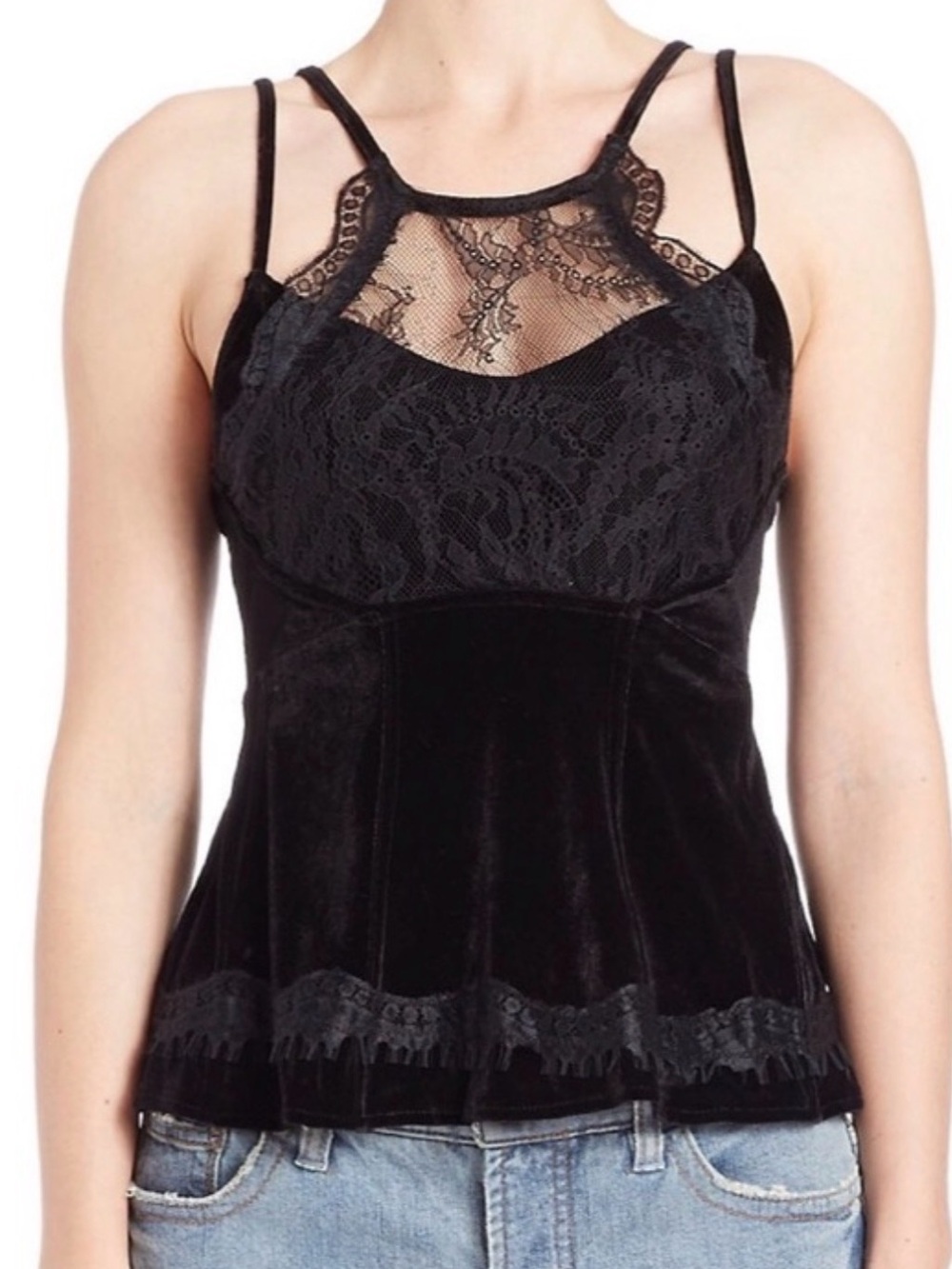 Fp black velvet top